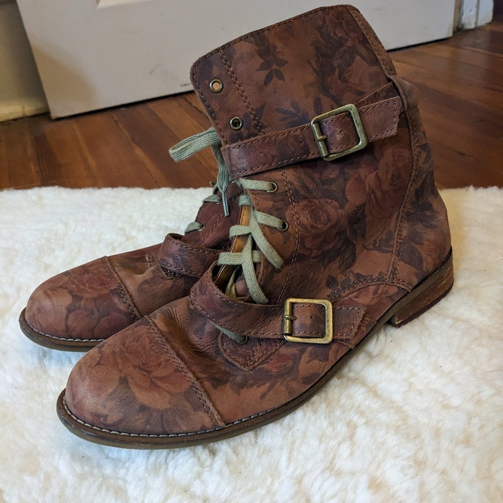Latigo floral lace up boots